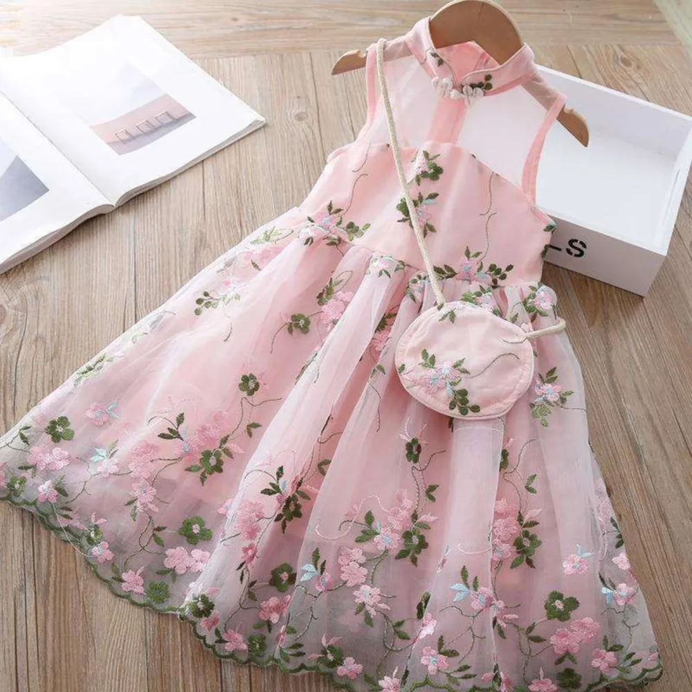 Girls Dress Kids Sleeveless Lace Baby Summer Toddler Party Flower Dresses Embroidery Tulle Girls Dresses with Sleeves for Girls