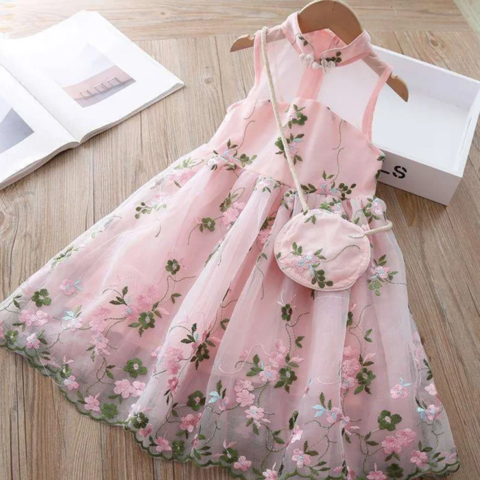 Girls Dress Kids Sleeveless Lace Baby Summer Toddler Party Flower Dresses Embroidery Tulle Girls Dresses with Sleeves for Girls