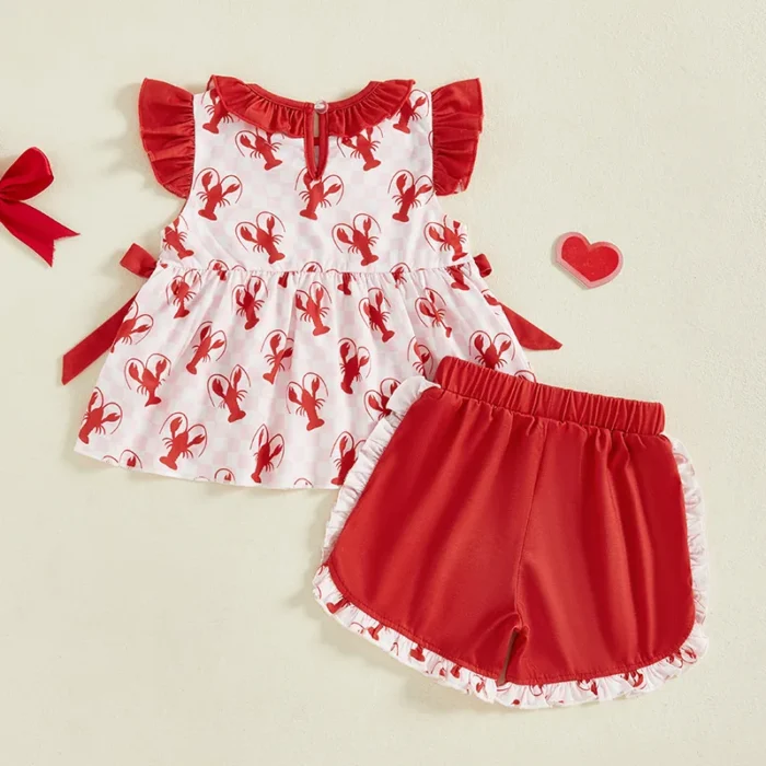 Girls Summer Outfit Short Sleeve Floral Print Top and Denim Shorts Set for Kids Casual 2-Piece Clothing Set